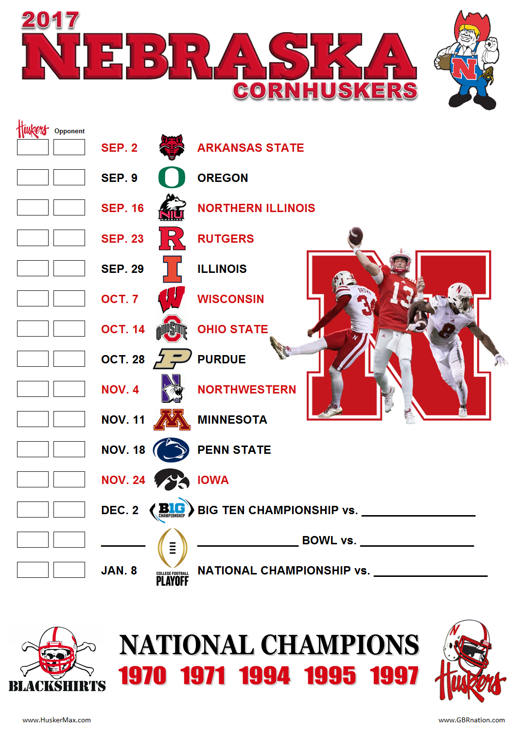 Greens Sports 36 Nebraska Football Schedule Pictures