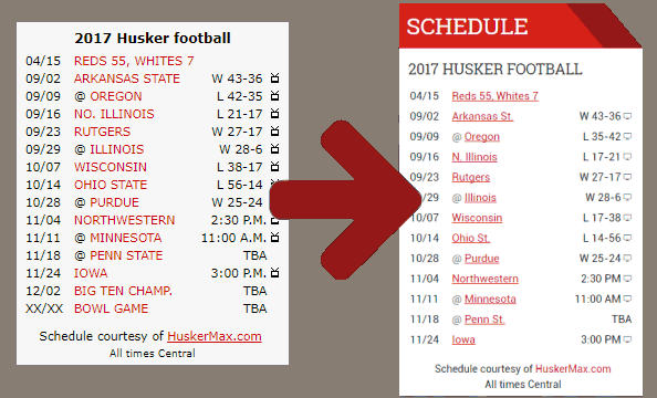 HuskerMax schedule widget: Update from old version