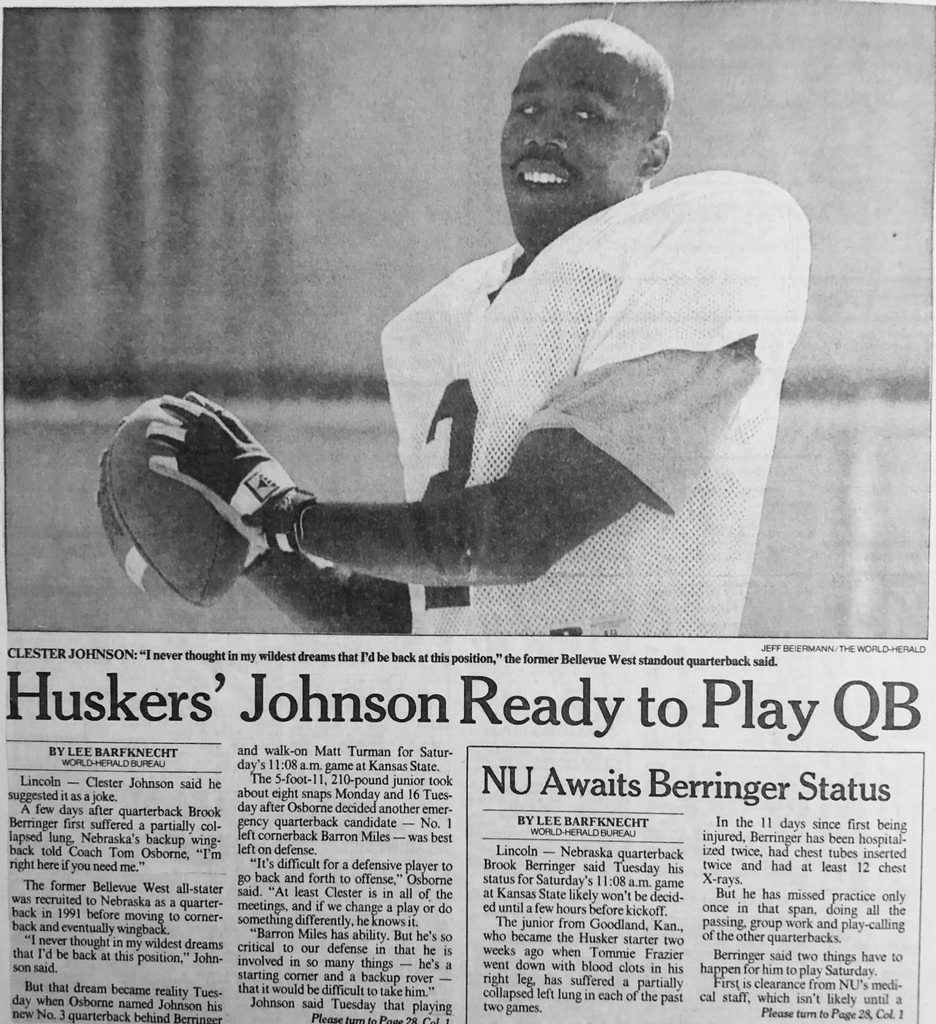 1994 NebraskaKansas State pregame Clester Johnson No. 3 quarterback