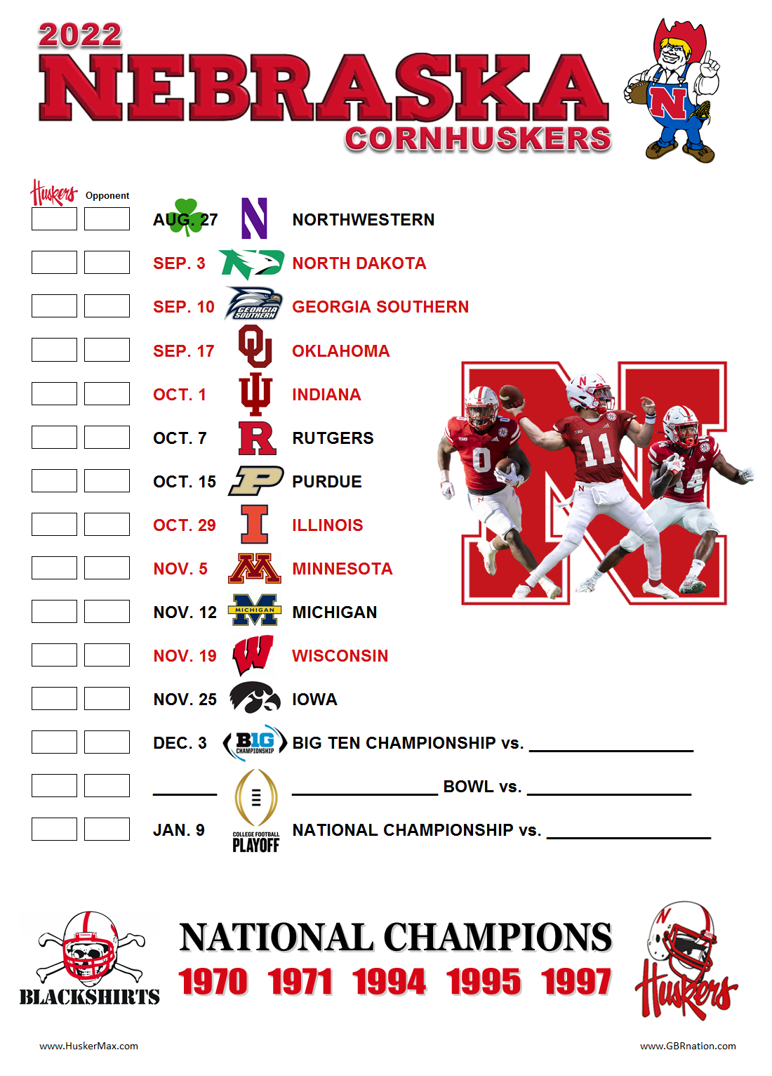husker football schedule in central time zone